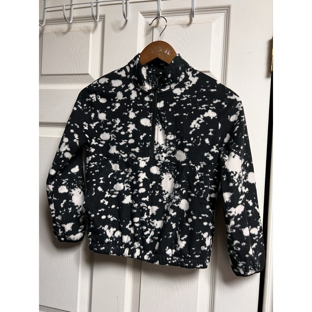 Athletic Worksโ Kids Medium 7-8 Black White Splatter Quarter Zip Fleece Pullover